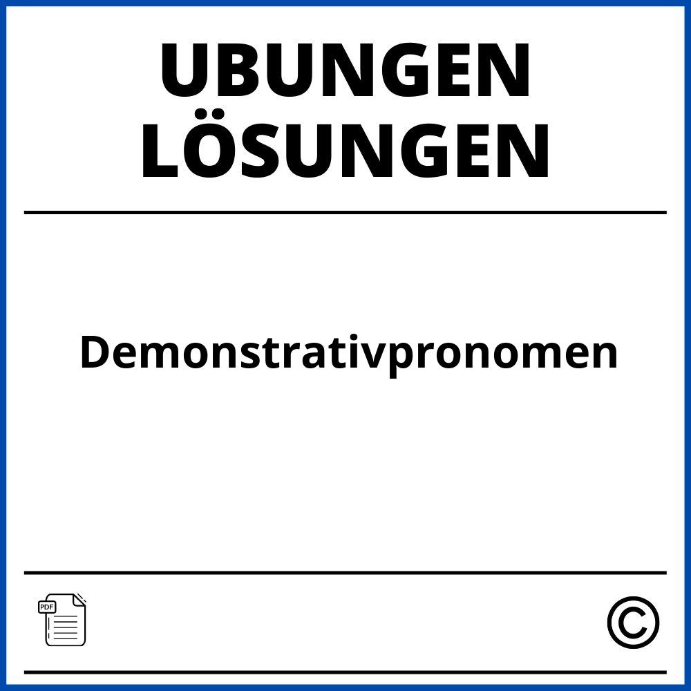 Demonstrativpronomen Übungen Mit Lösungen Pdf