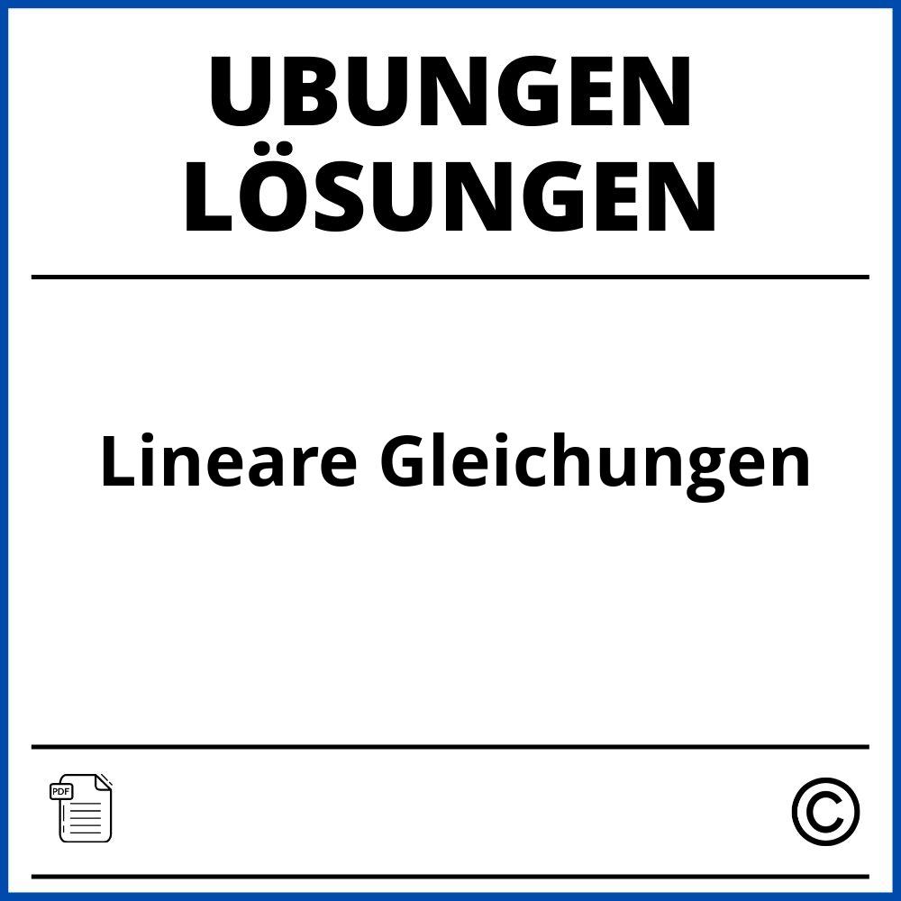 Lineare Gleichungen Übungen Mit Lösungen Pdf