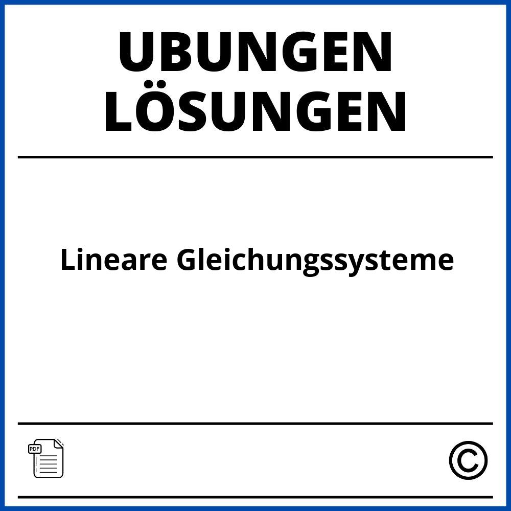 Lineare Gleichungssysteme Übungen Mit Lösungen Pdf