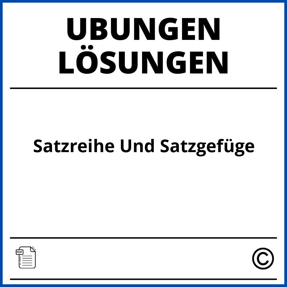 Satzreihe Und Satzgefüge Übungen Mit Lösungen Pdf